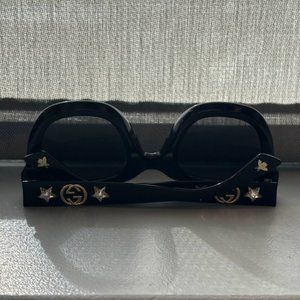 Gucci Black Acetate Round-Frame Sunglasses With Star